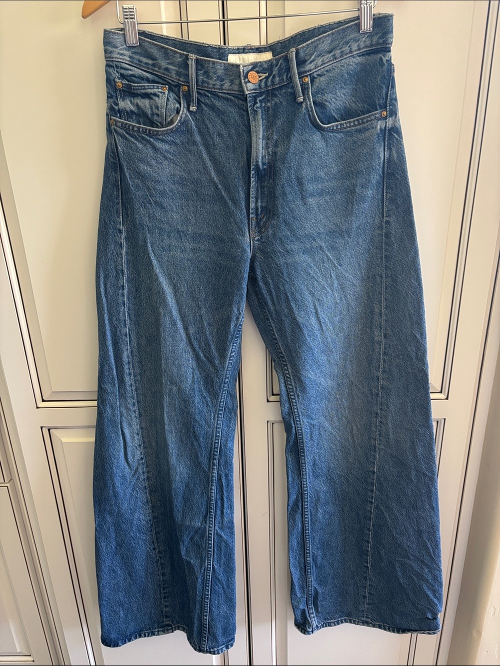 Mother Snacks Lemon Twist Sneak Jeans Blue Rolling In The Dough Women’s Size 27 - Picture 2 of 16